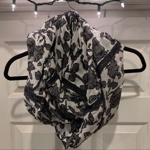 LOFT blue and cream floral infinity scarf NWT